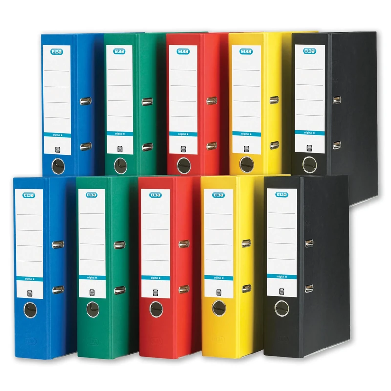 Elba A4 Lever Arch File, Assorted Colours, Pack of 10 Heavy Duty Folders, 80mm
