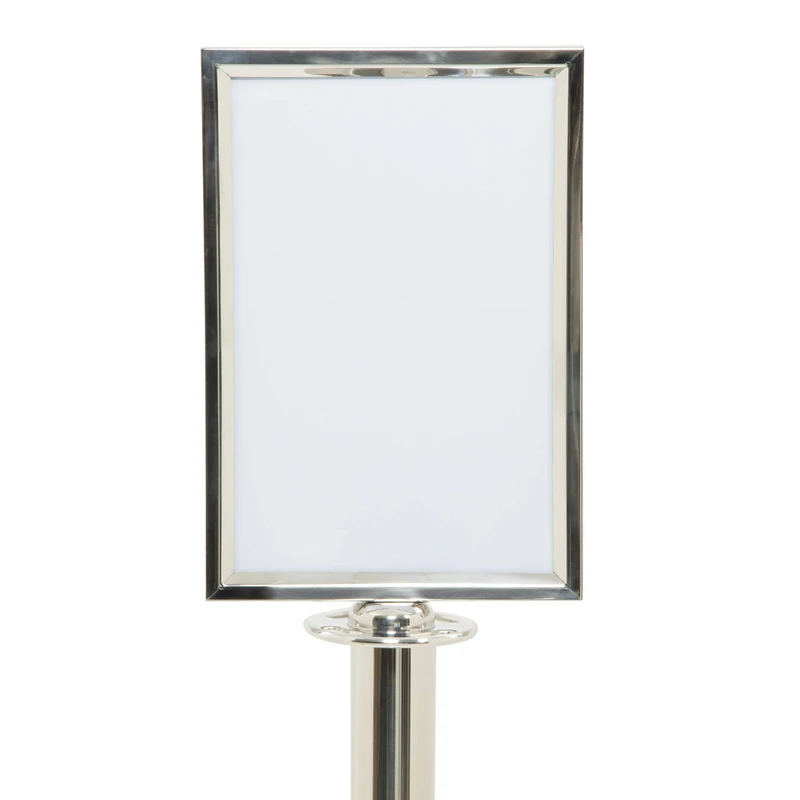 Securit A4 Portrait Barrier Post Top Sign Holder - Chrome, RS-SIGN-A4-PC