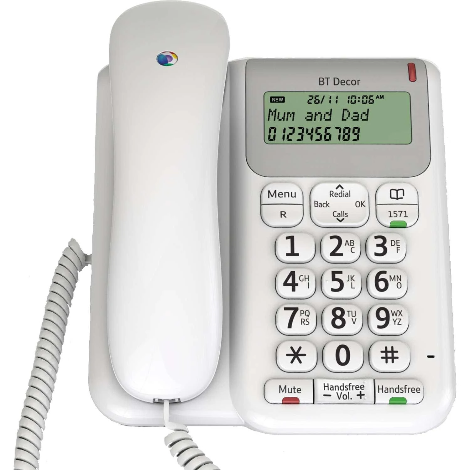 BT Décor 2200 Corded Landline House Phone, Home Phone, Phonebook, Handsfree, Mute Button, 1571 message indicator