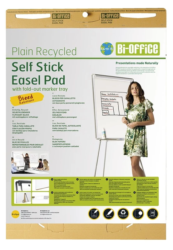 Bi-Office Earth - Flipchart Easel Pad, Self Stick, 30 Sheets - 80 gr/m² paper, 63,5 x 76,2 cm [Pack 2] - Image 1