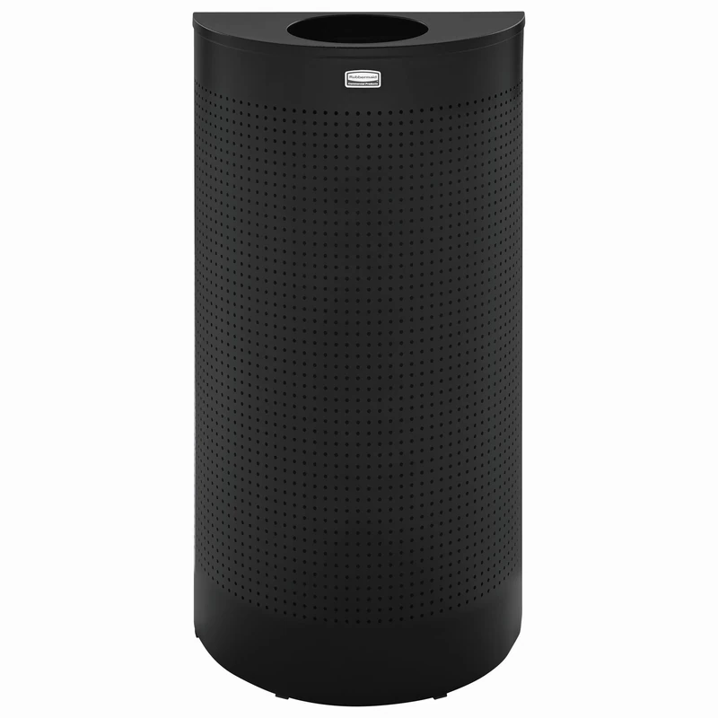 Rubbermaid Commercial Products Half-Round Open Top Bin 45 Litre Textured Black FGSH12EPLTBK
