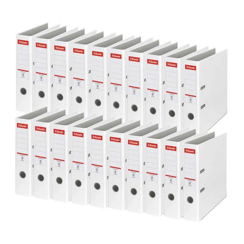 Esselte Essentials 75 mm A4 Lever Arch Files - White, Pack of 20