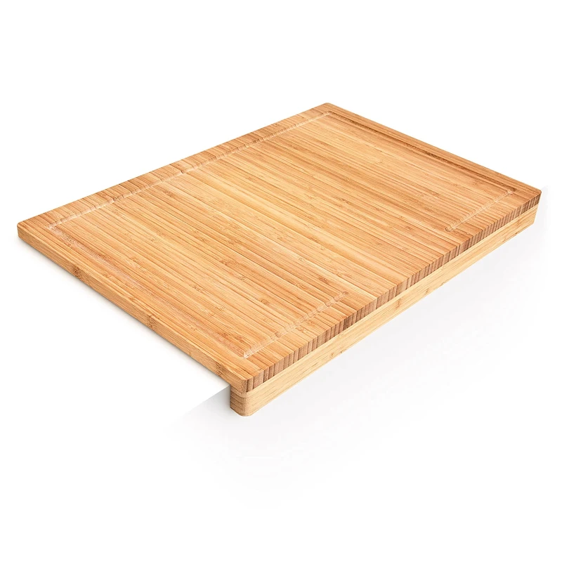 Relaxdays 56 x 38 cm Solid Bamboo Chopping Board with Anti-Slip Edge & Juice Groove