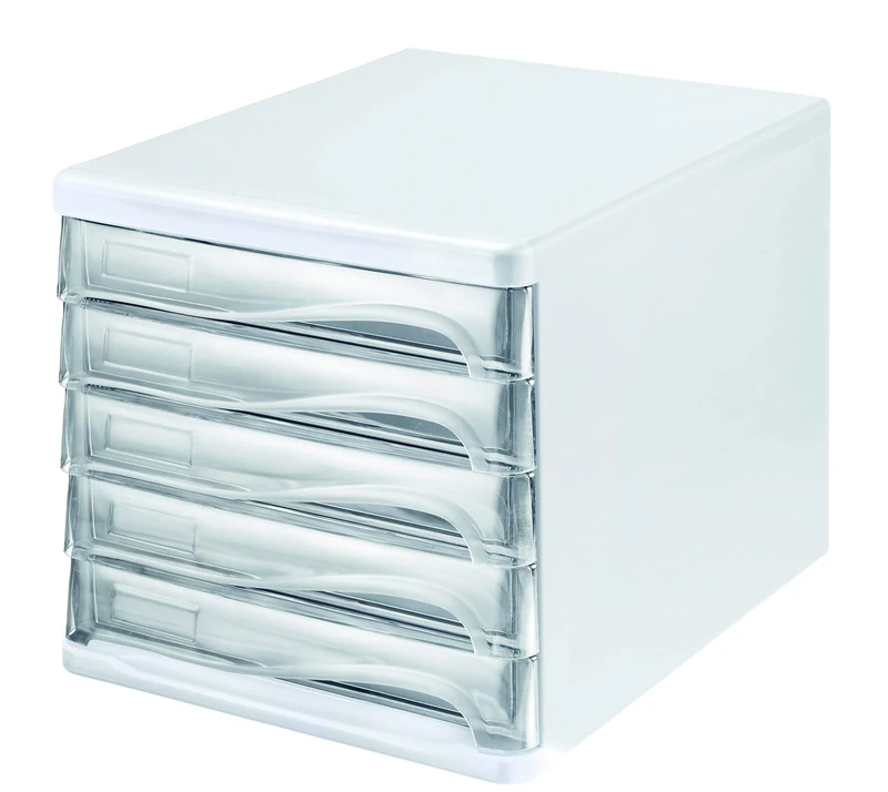helit Drawer Box Closed Toe Economy A4 °C4 5 Drawers White/Transparent