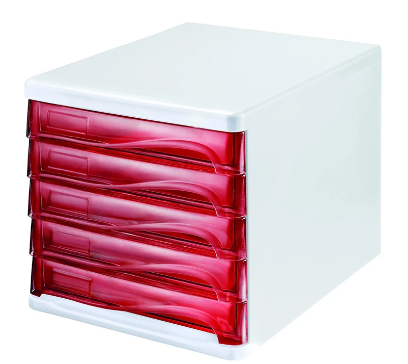 Helit h6129420 Economy Drawer Cabinet, 5 compartments, Write-on, Light Grey.