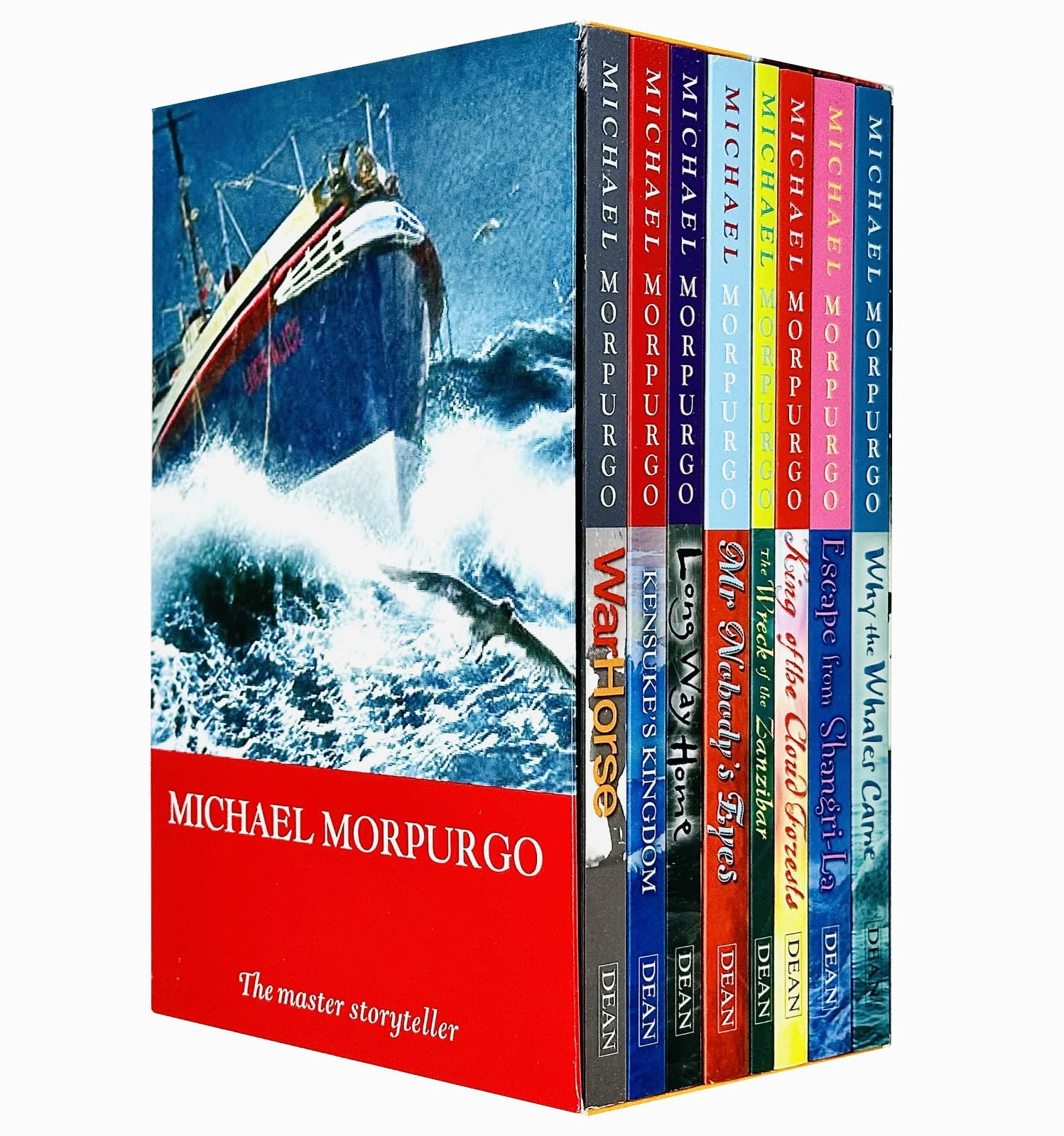 Michael Morpurgo Collection Childrens 8 Books Set Boxed (King of the Cloud Forests, Escape from Shangri-La, Why the Whales Came, Kensuke's Kingdom, Long Way Home, The Wreck of the Zanzibar, Mr Nobody's Eyes and War Horse)