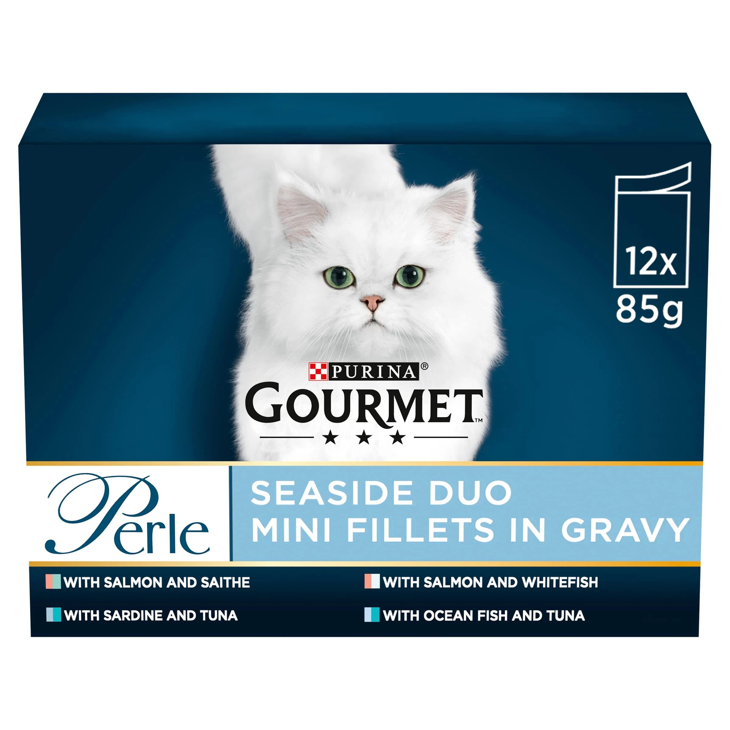 Gourmet Perle Cat Food Pouches Seaside Duo 12x85g (Pack of 4)