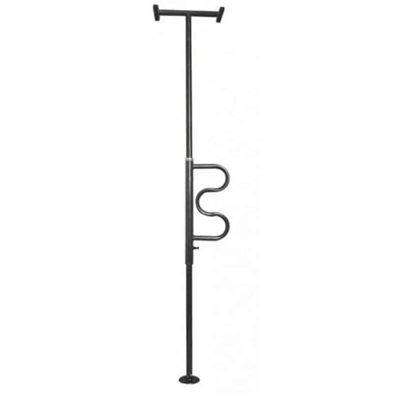 NRS Healthcare Floor to Ceiling Security Pole with Curved Grab Bar - Black Finish