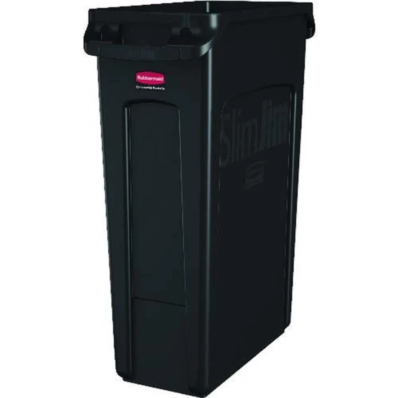 Rubbermaid Slim Jim Container with Venting Channels Black - 87Ltr