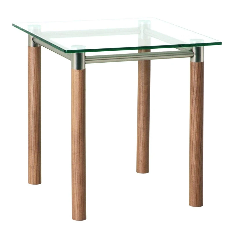 HAKU Möbel End Table Noce, Satin Finished, Metal, Tempered Glass - Size: W 42 cm X H 43 cm X D 42 cm, Style: Contemporary