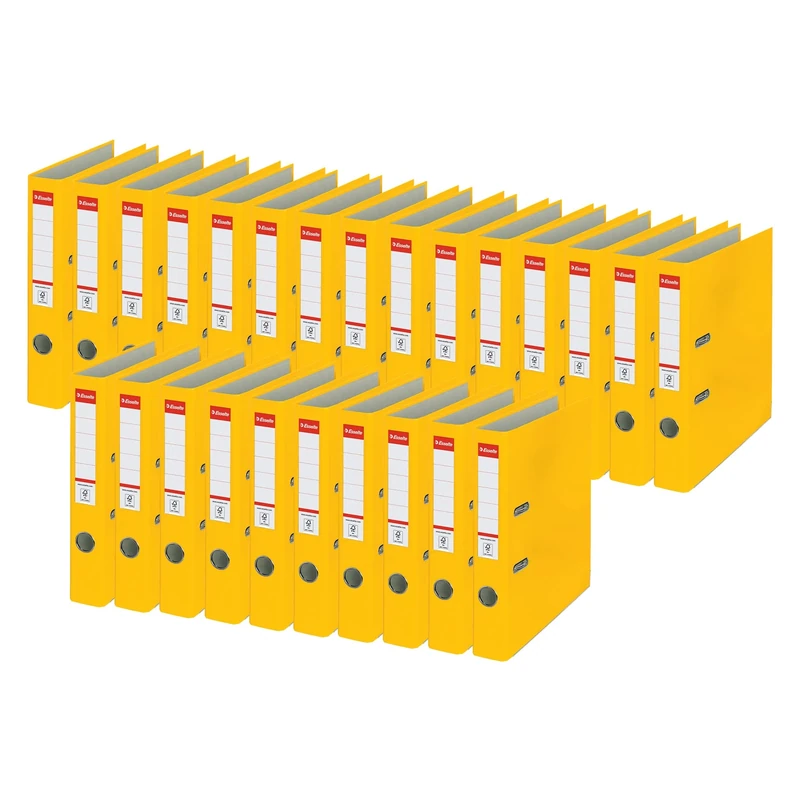 Esselte Essentials 50 mm A4 Plastic Lever Arch Files Spine - Yellow, Pack of 25