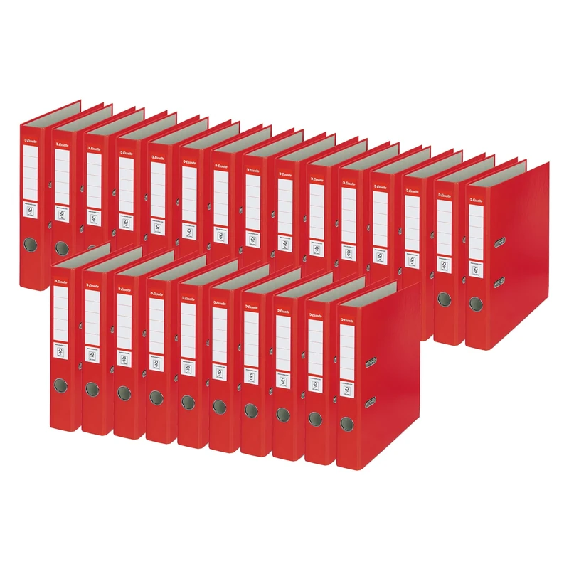 Esselte Essentials Plastic A4 Lever Arch Files with 50 mm Spine - Red, Pack of 25