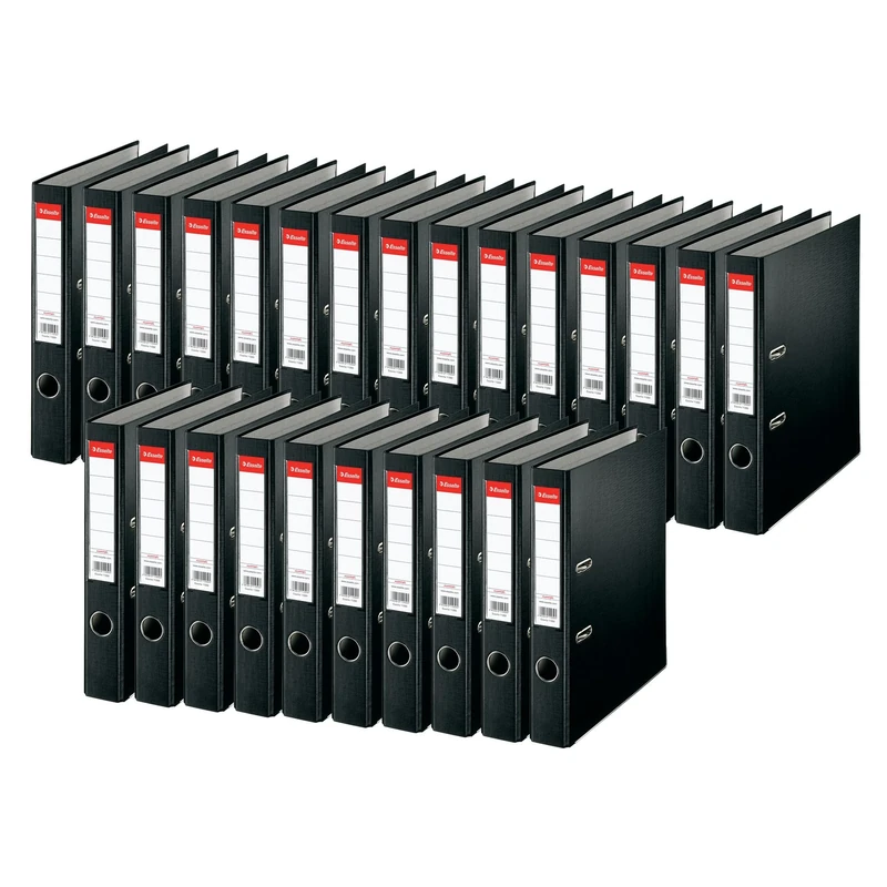 Esselte Essentials 50 mm A4 Plastic Lever Arch Files Spine - Black, Pack of 25