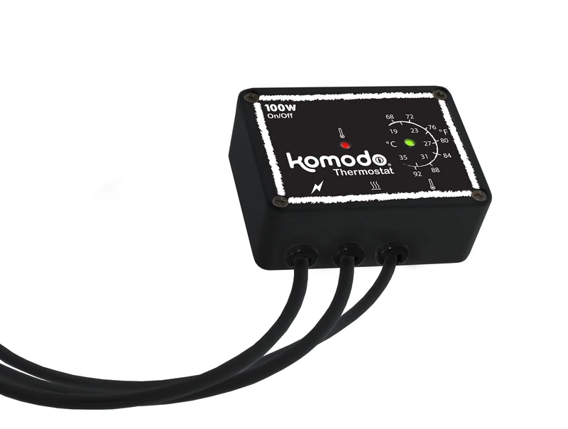 Komodo Thermostat Adjustable Tamper Resistant Dial with Audible & Visual Indicator Reptile Terrarium Vivarium Temperature Control 300W
