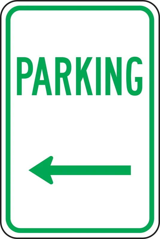 Accuform Signs FRP225RA Engineer-Grade Reflective Aluminum Parking Sign, Legend "PARKING (ARROW LEFT)", 18" Length x 12" Width x 0.080" Thickness, Green on White