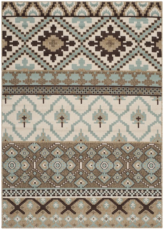 Safavieh Bold & Bright Indoor Woven Rectangle Area Rug, Veranda Collection, VER097, in Creme / Brown, 122 X 170 cm for Living Room, Bedroom or Any Indoor Space
