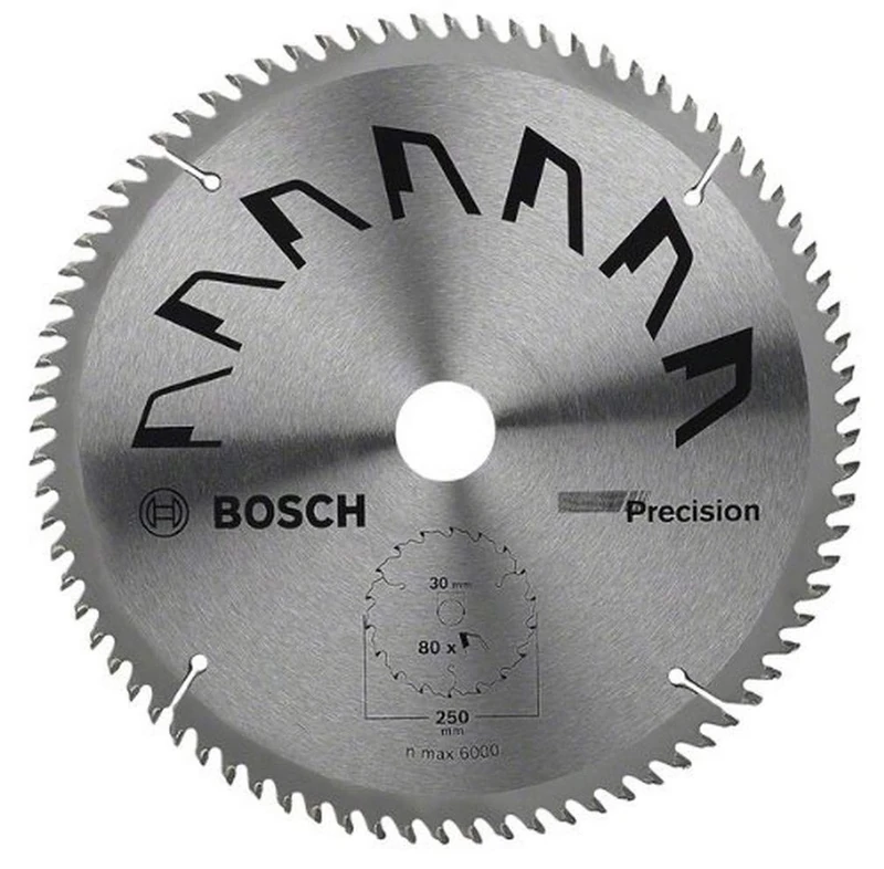 Bosch 1x Circular Saw Blade Precison (for Wood, Ø 250 x 3.2/2.2 x 30 mm, 80 Teeth, ATB , Accessories for Circular Saws)