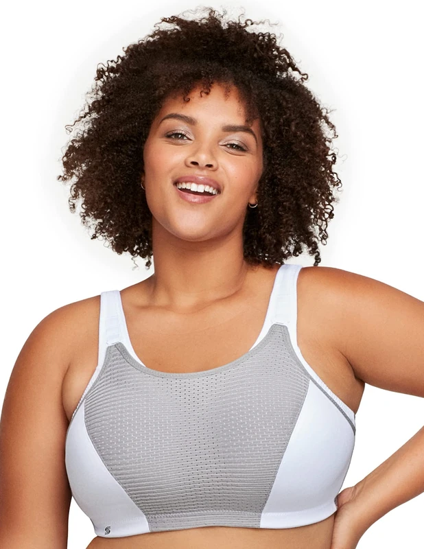 Glamorise Custom Control Sports Wirefree Bra 1166 (Women's & Women's Plus) White/Gray - Image 1