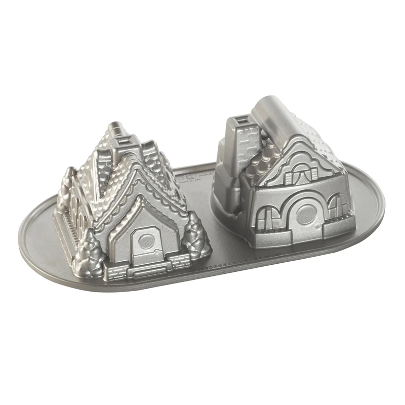 Nordic Ware Gingerbread House Duet Pan, Made In The USA, Silver, 5 Cup Capacity