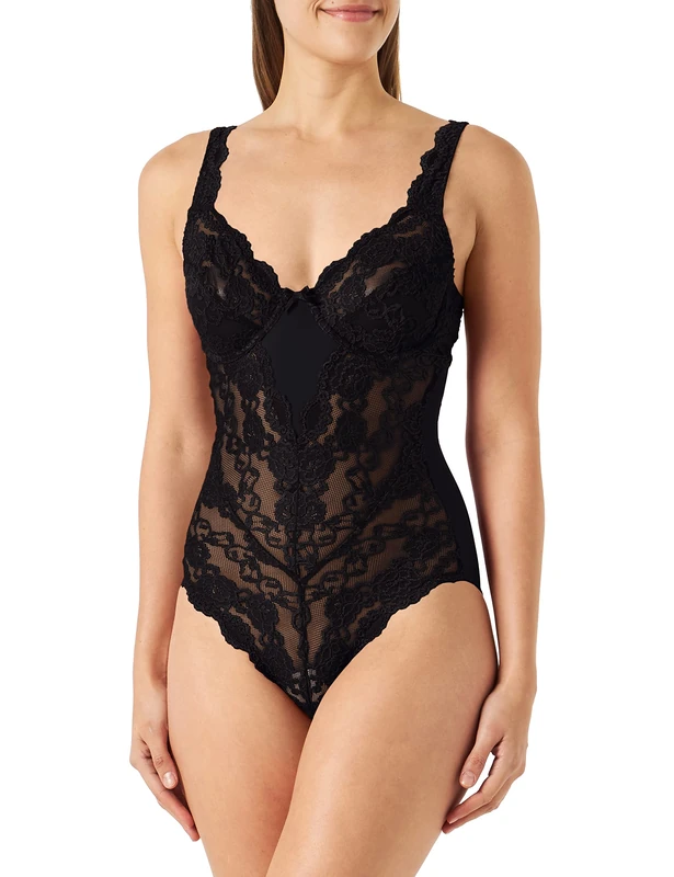 Sassa Women's Body Plain Full Cup Bodysuit, Black (Schwarz 00500), 36B (Manufacturer Size: 80B)