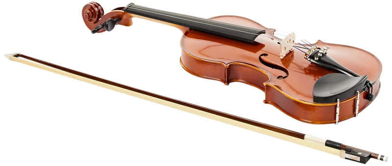 YAMAHA V5SA44 Acoustic Violin Set – Full Size 4/4, Handcrafted Student Violin with Spruce Top, Maple Body, Ebony Components and Fine Tuners, Includes Case Bow And Rosin – Brown