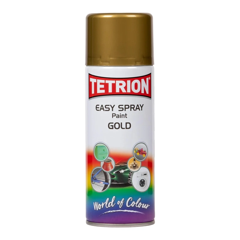 Tetrion Gold Spray Paint 400ml - Quick-dry for Wood, Metal, Ceramic & Plastic - Durable Finish, DIY Projects