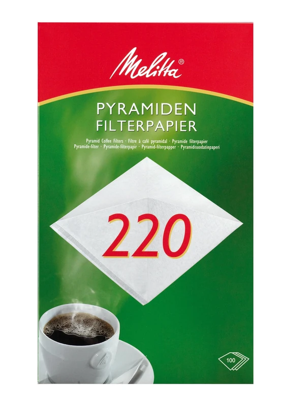 Melitta Pyramid Filter Paper 220 g/m², White, Pack of 100