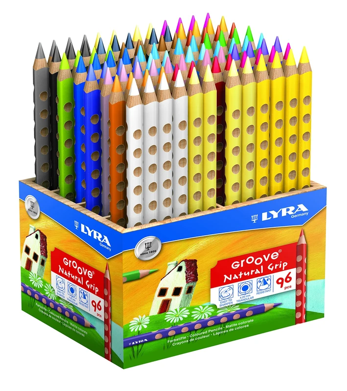 LYRA Groove Wooden Chunky Colouring Pencils, Schoolpack, 96 Assorted Colours, For Children and Schools