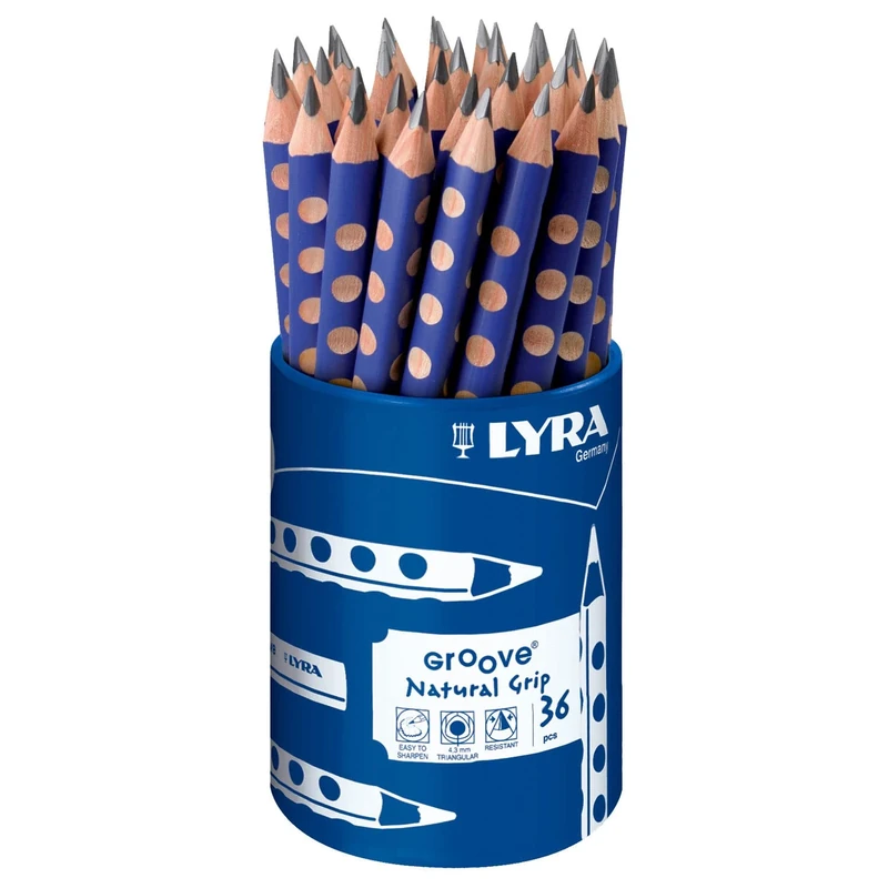 LYRA Groove Graphite Triangular Pencils, 36 Pieces, B Pencils, Easy Grip, Schoolpack, For Young Children and Primary Schools