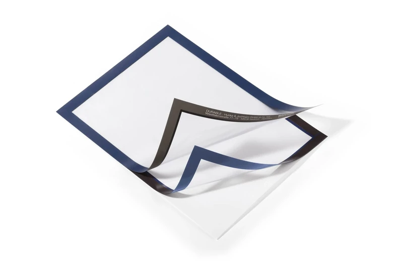 Durable DURAFRAME Self-Adhesive Magnetic Frame | A4 Format In Dark Blue | Pack of 10 Frames | Document Frame for Professional Internal Signage