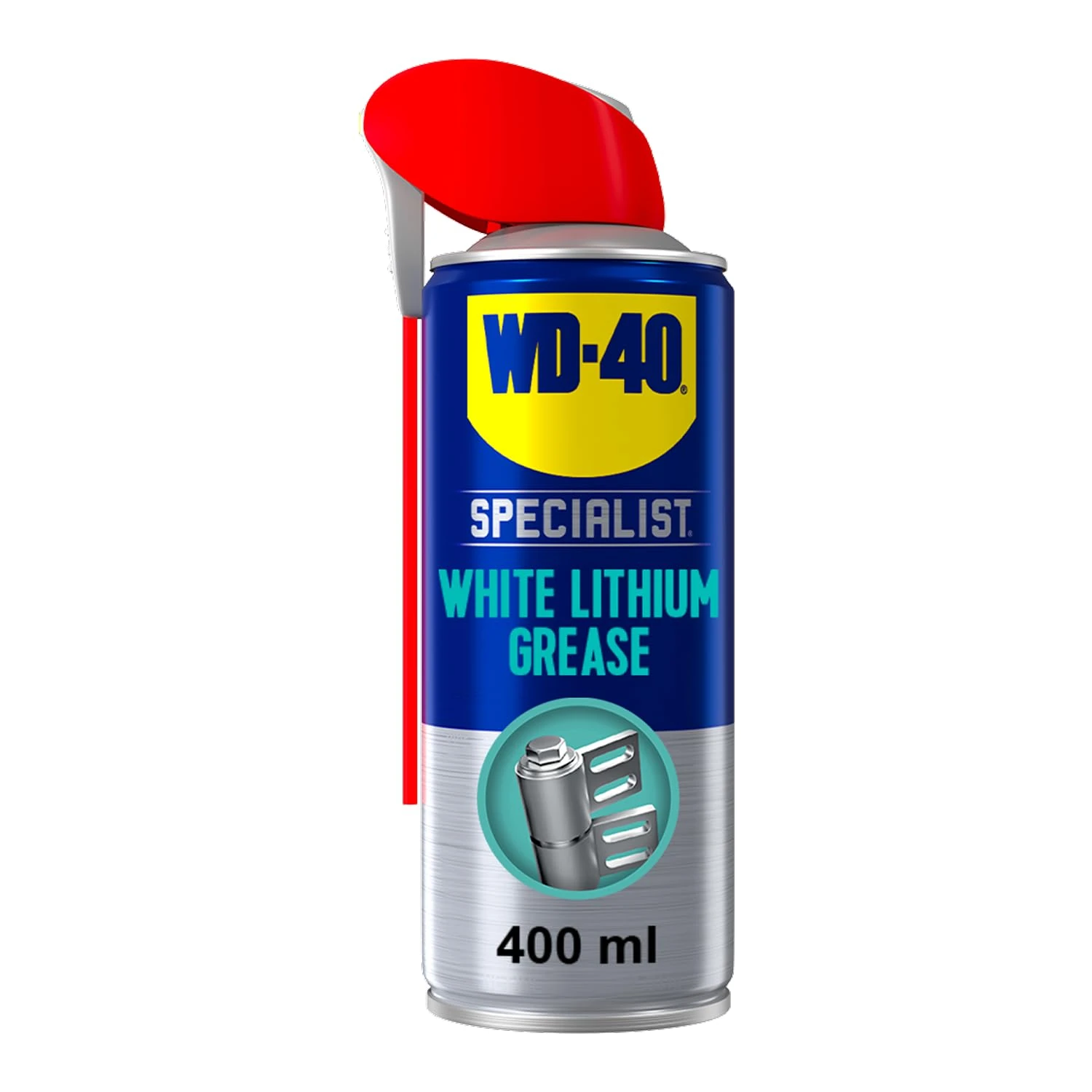 WD-40 Specialist White Lithium Grease Spray 400ml - All-Weather Protection for Heavy-Duty Metal-to-Metal Applications with Smart Straw Applicator