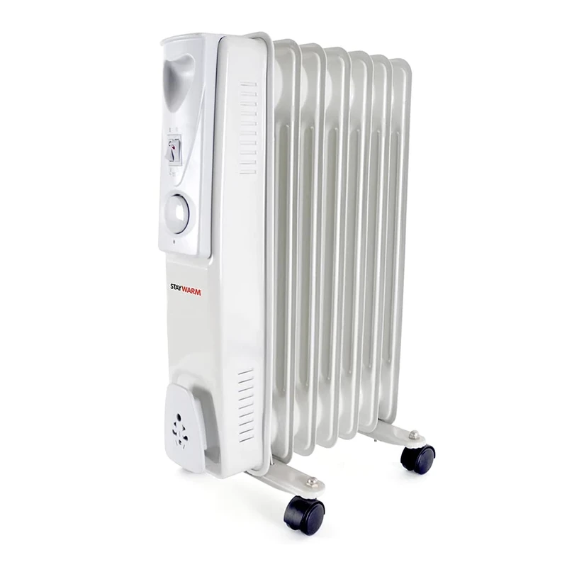 STAYWARM 1500w 7 Fin Oil Radiator with 3 Heat Settings / Variable Thermostat / Frost Watch Protection - F2602GR - Grey