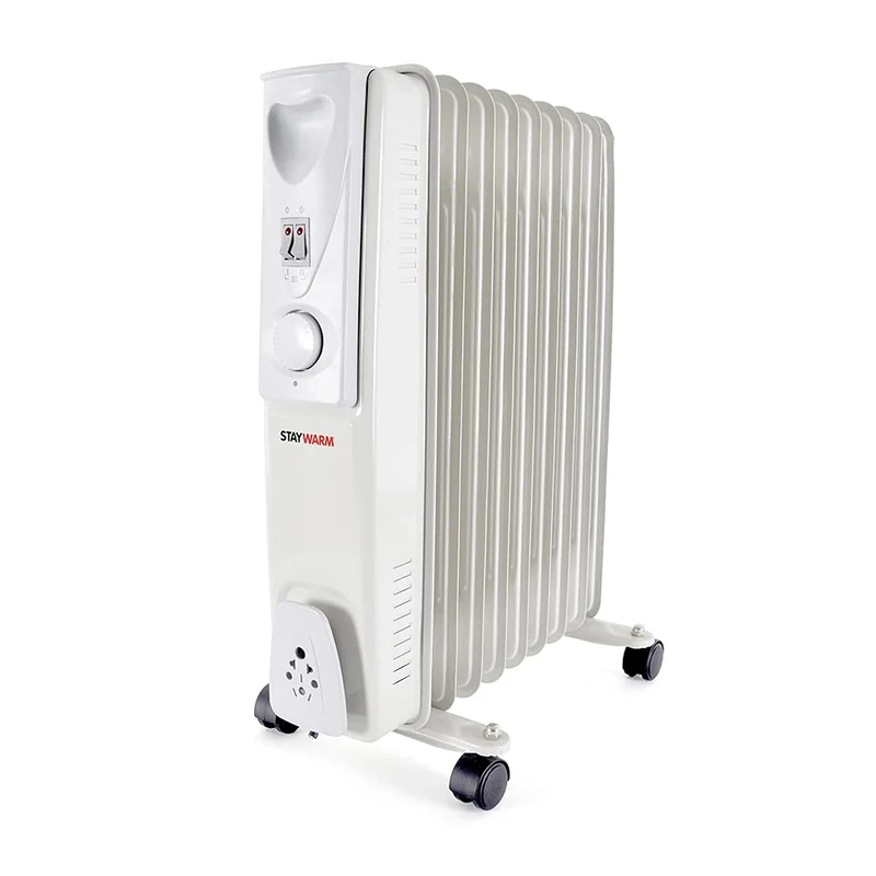 STAYWARM 2000w 9 Fin Oil Radiator with 3 Heat Settings / Variable Thermostat / Frost Watch Protection - F2603GR - Grey