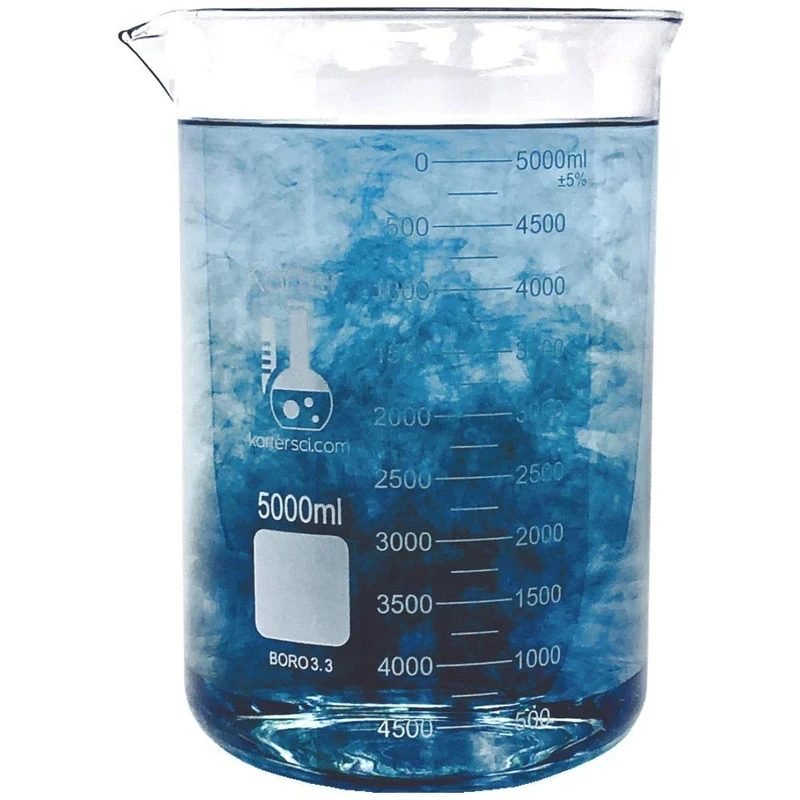 5000ml Beaker, Low Form Griffin, Borosilicate 3.3 Glass, Graduated, Karter Scientific 213D22
