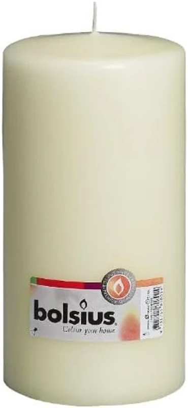 BOLSIUS - Pillar Candles - Ivory - 20 cm - Burn time 120 Hours - Pack of 8