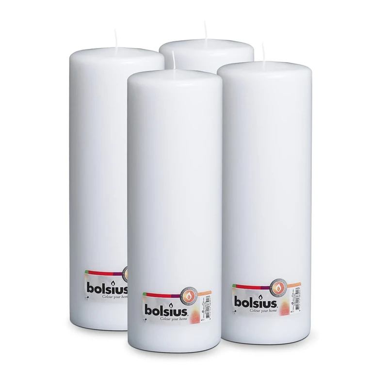 Bolsius - Smooth Pillar Candles - White - 30 x 10 cm - Length Burn Time 175 Hours - Unscented - Advent Wreath