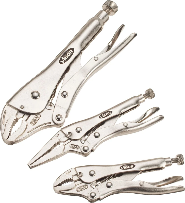 VIGOR V1808 Grip Pliers Set in Tool Roll - Multi-Colour