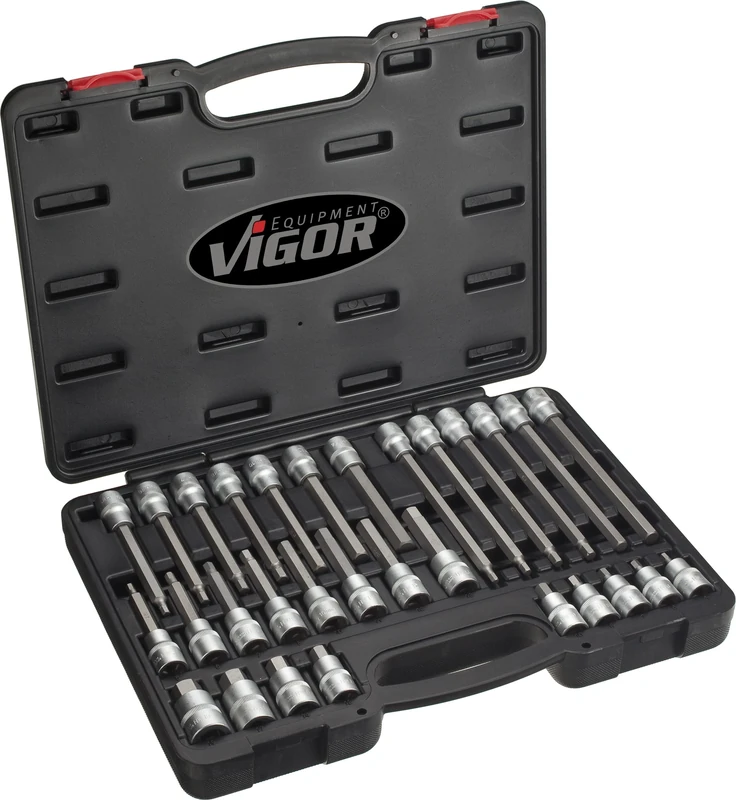 Vigor V1919 Screwdriver Socket Set for Inside Hexagon, 1/2"