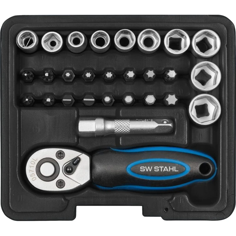SW-Steel Socket Set 1/4 28 Teilig with Mini Gun, S2143 - Image 1