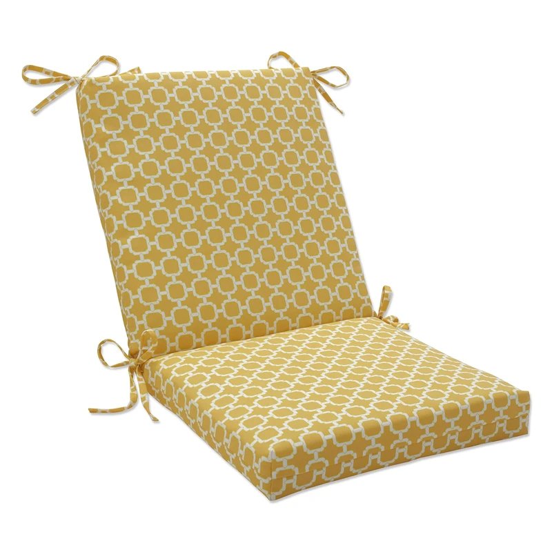 Pillow Perfect Indoor/Outdoor Yellow/White Geometric Square Chair Cushion