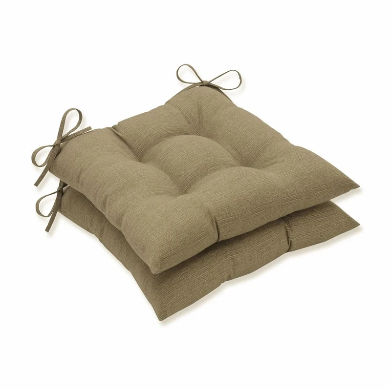 Pillow Perfect Indoor/Outdoor Taupe Textured Solid Tufted Seat Cushion, 2-Pack