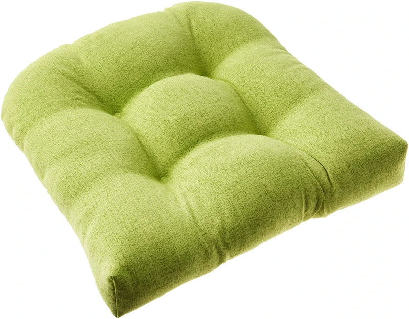 Pillow Perfect 451718 Outdoor Green Textured Solid Wicker Seat Cushions - Set of 2