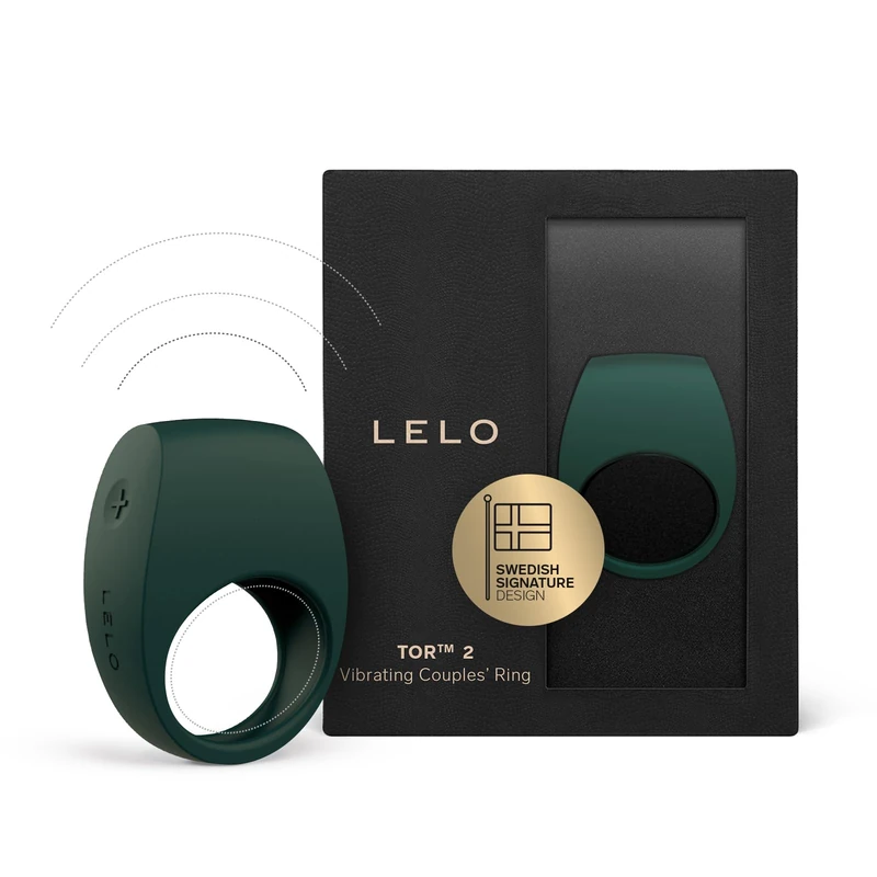 LELO TOR 2 Intimate Vibrating Cock Ring, Reusable Sex Toys for Couples, Love-Ring with 29 mm / 1.1 inch Diameter for More Bedroom Fun, Green