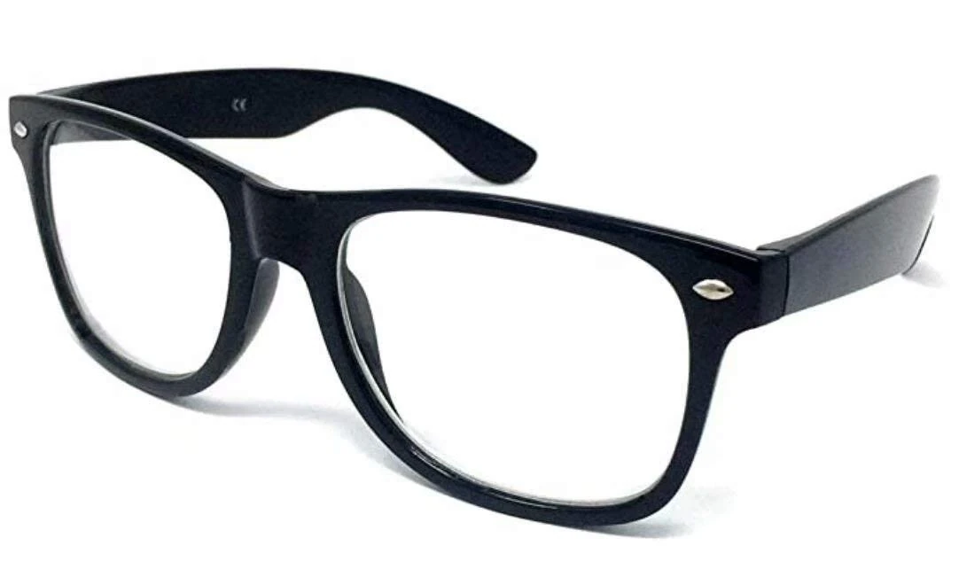 ASVP Shop Black Frame Nerd Glasses, Clear Lens, Fancy Dress Party