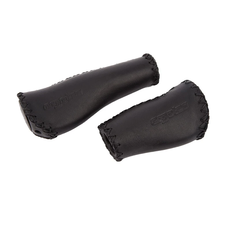 ergotec ALS-09/1 Handlebar Grip Leather Craton 135/92mm - Black, 135/92mm