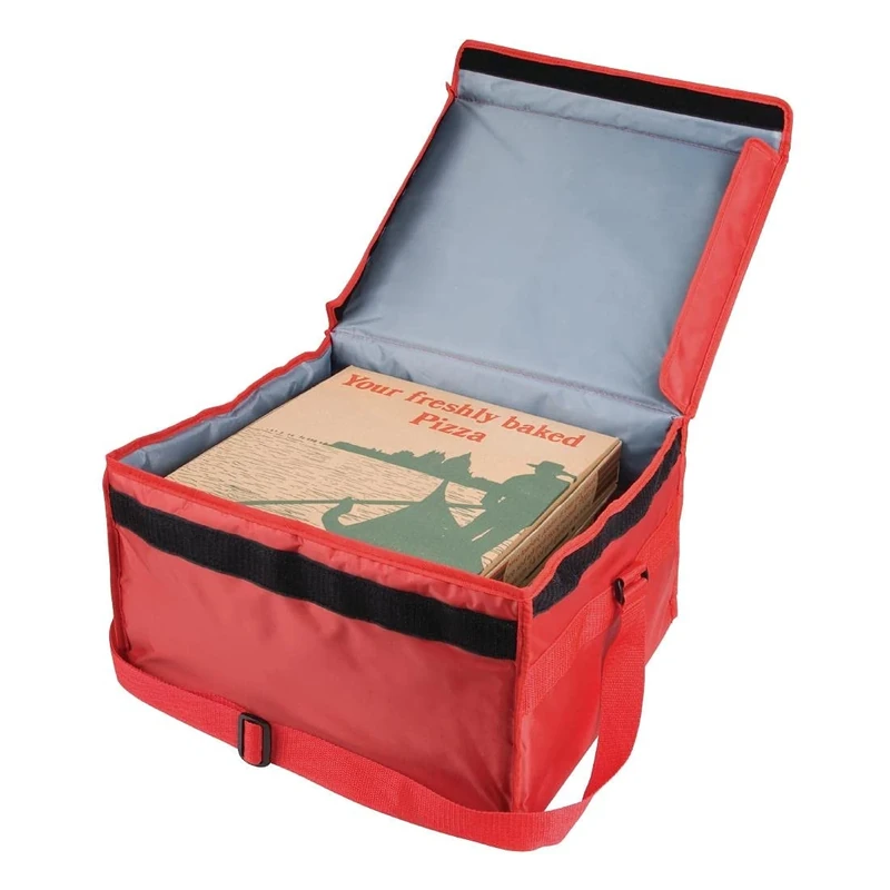 Vogue Hot Food Pizza Delivery Bag, Red, Material: Nylon Insulated, Size: 420(H) x 350(W) x 250(D)mm, For Takeaway Restaurant Home Delivery or Home Use, Insert sold separately | S483