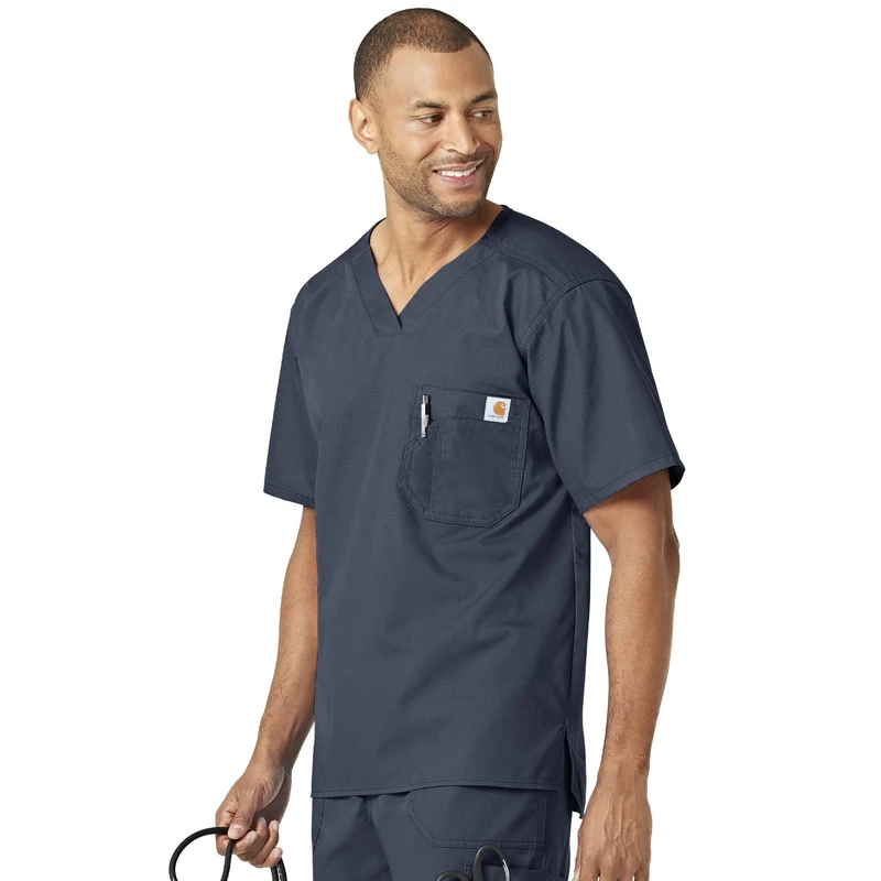 Carhartt Men's Solid Ripstop Utility Scrub Top, Navy, X-Large