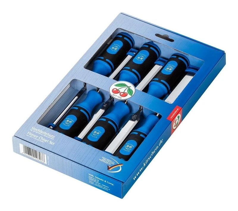 Kirschen 1118000 Number 1118 Firmer Chisel Set with 2-Component Handles - Multi-Colour (6-Piece)
