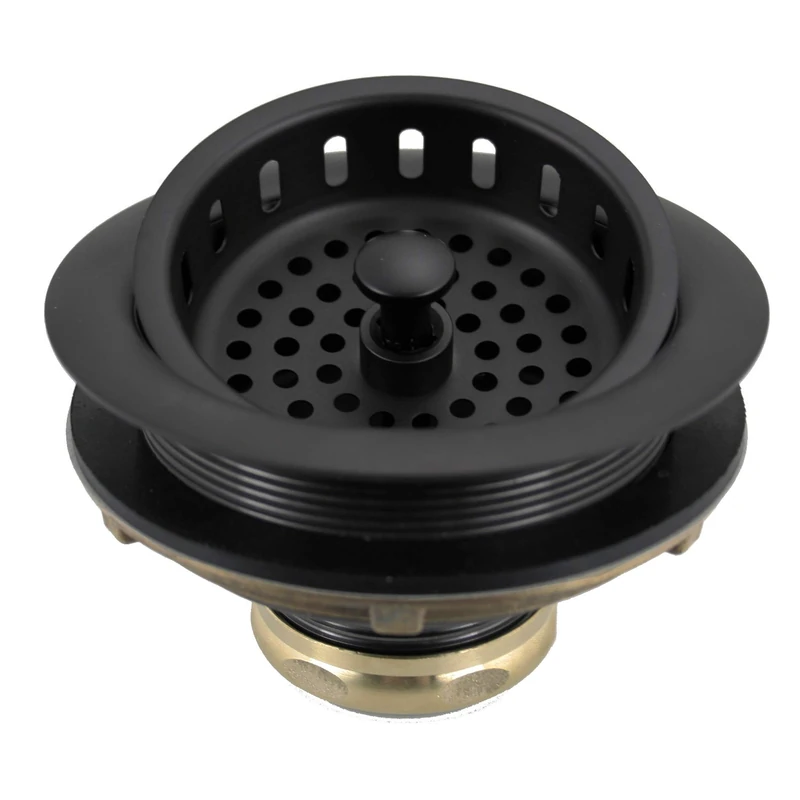 Westbrass D214-62 3-1/2" Post Style Large Kitchen Sink Basket Strainer, Matte Black, Single