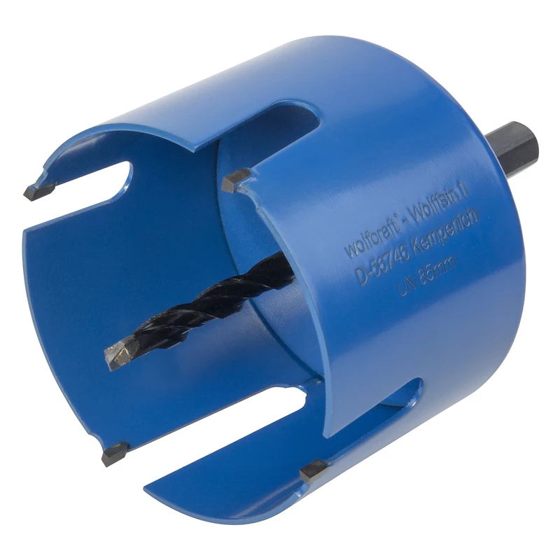 wolfcraft Universal Hole Saw with Mandrel, Pre-Assembled I 3885000 I Universal use in a Wide Range of Materials, Cutting Depth 60 mm